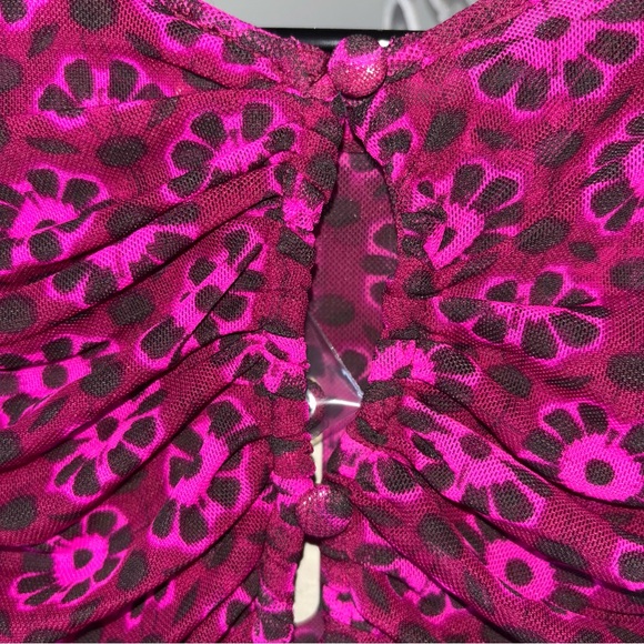 Free People Briella Midi Dress Fuchsia Combo Size L - Picture 8 of 14